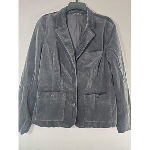 Vtg Eddie Bauer Blazer Women Sz 12 3 Button Shoulder‎ Padded Black Velvet Career